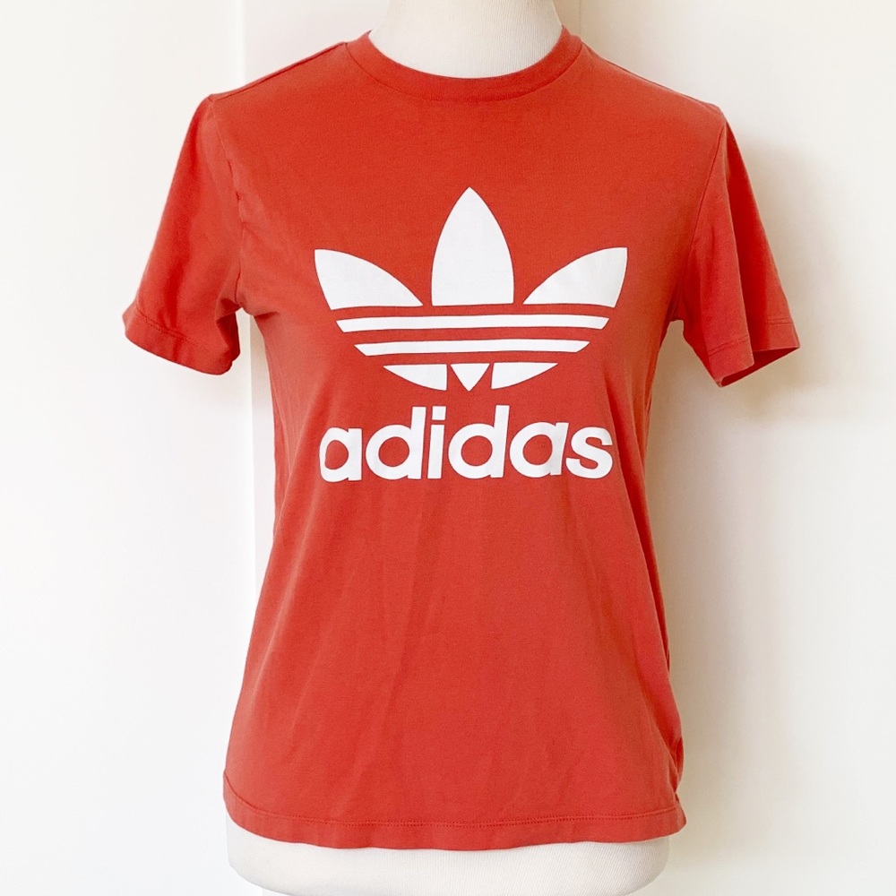 Adidas logo tee shirt in coral